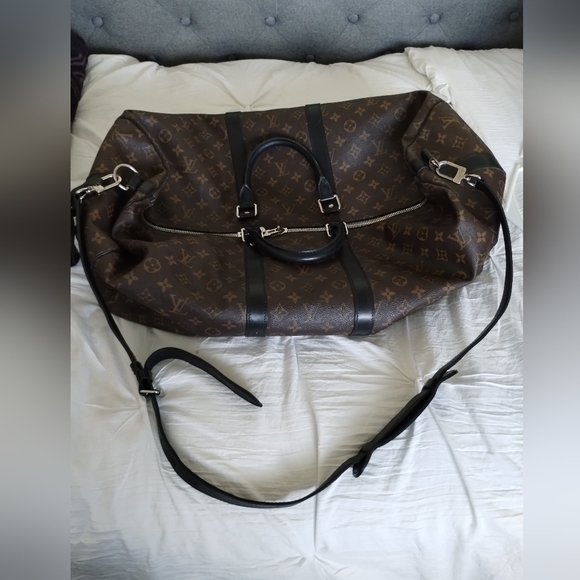 LOUIS VUITTON Keepall Bandouliere 55 Travel Duffle Bag Monogram Macassar . - Picture 9 of 14